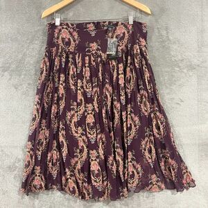 VTG INC International Concepts Whimsygoth 100% Silk Purple Skirt Beaded Flowy 12